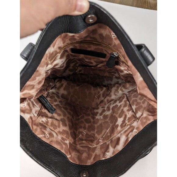 B. Makowsky Leather Handbag Black Large Interior and Exterior Pockets Snap - Picture 8 of 15